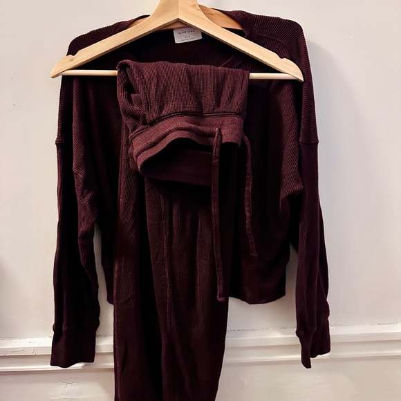 Paper Label plum waffled cotton & bamboo loungewear set | size M - Picture 3 of 7